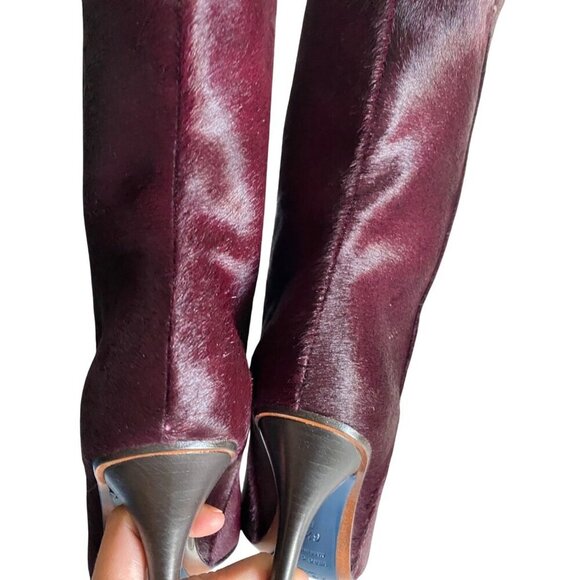 Lucchese Clarissa Aubergine Calf Hair Dress Boots Sz 6.5 Pointed Coastal Cowgirl - Picture 9 of 14